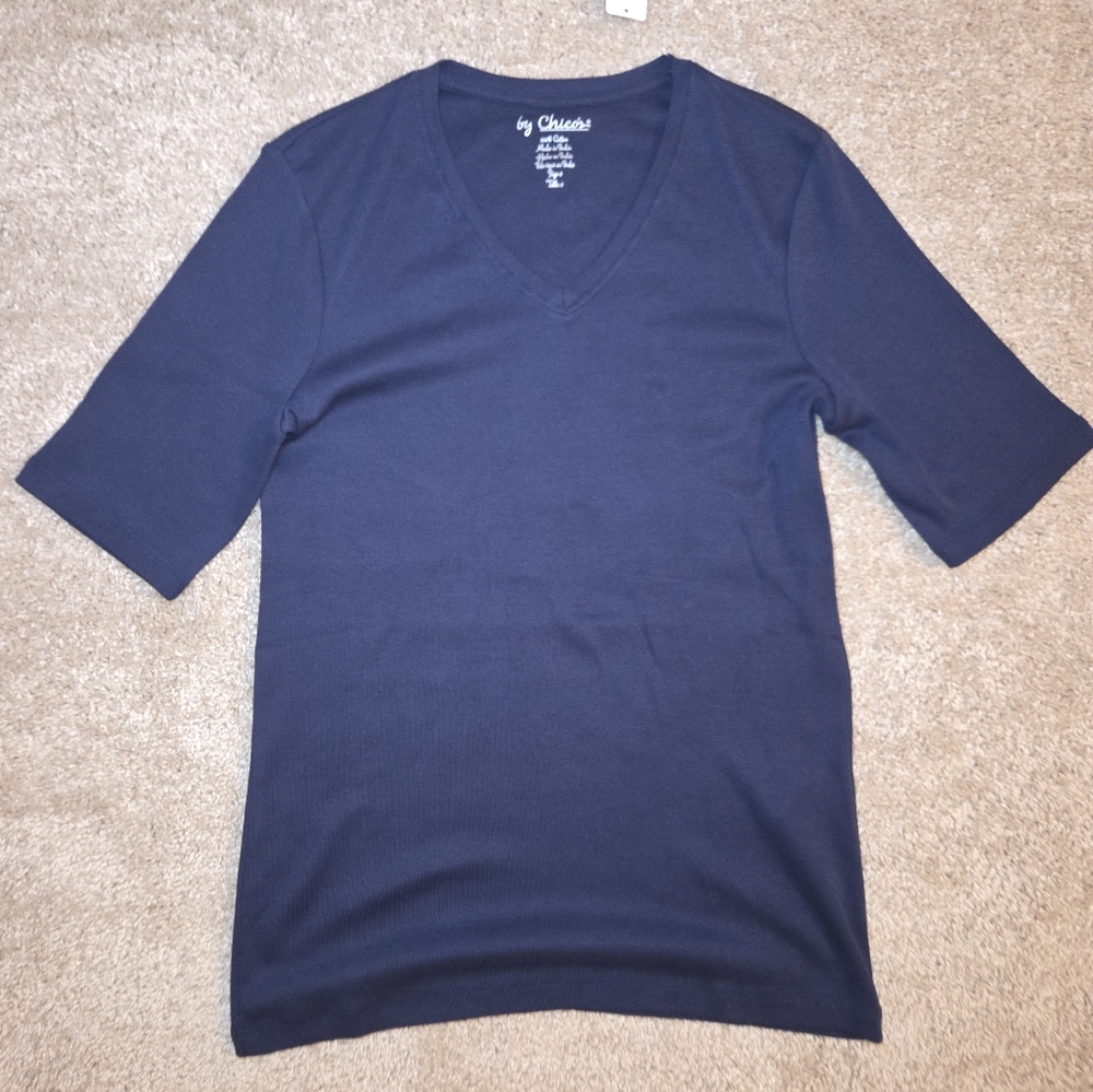 Chico's Navy V-Neck Top